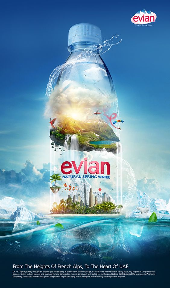 key visual sản phẩm nước suối Evian
