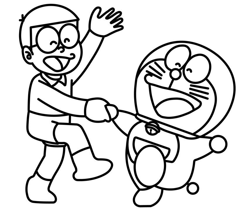 Tranh tô màu Doremon và Nobita