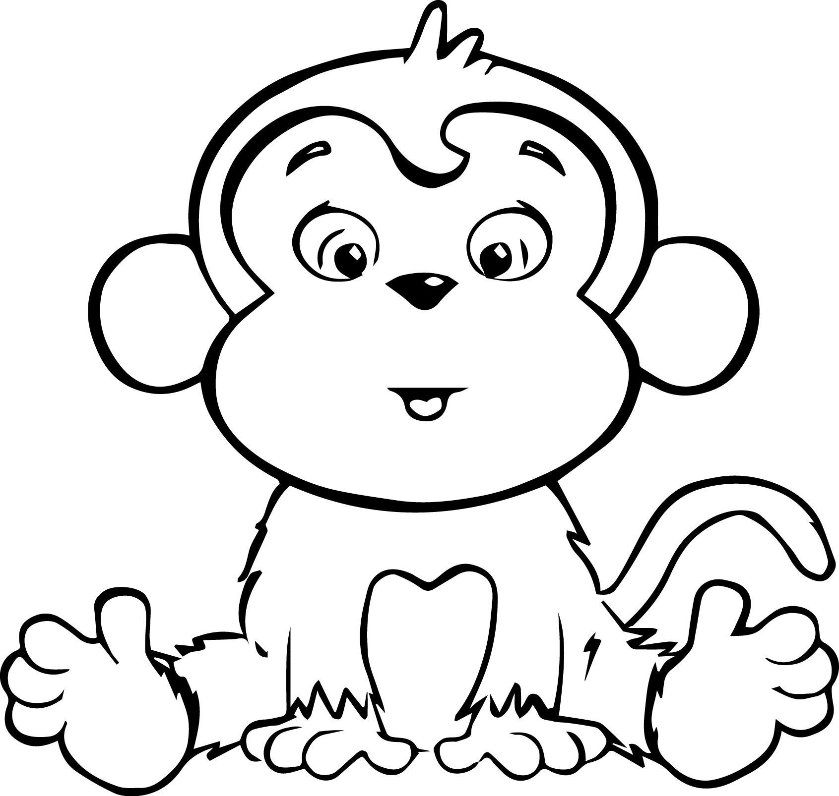 Tranh tô màu con vật sống trong rừng - Chú khỉ tinh nghịch